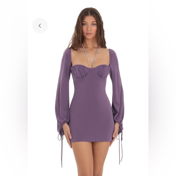 Lucy in the Sky purple long sleeve dress - Picture 5 of 6